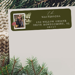 Joy Peace Love Water Color Woodsyキノコ写真 ラベル