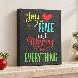 Joy Peace Merry Everything ブラックボード クリスマス キャンバスプリント