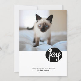 Joy Photo パーソナライズされた Christmas Cat Paw Print シーズンカード