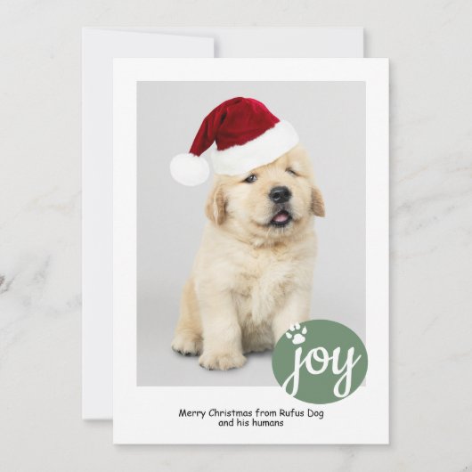 Joy Photo パーソナライズされた Christmas Dog Paw Print シーズンカード (正面)