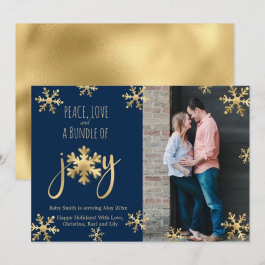 Joy Photo Christmas Pregnancy Announcement Card 案内状 (正面/裏面)
