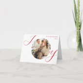 Joy Photo Christmas Red Scriptクリスマス シーズンカード (正面)