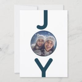 Joy photo white blueクリスマスカード 招待状