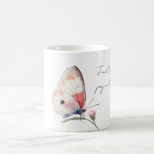 Joy Pink Butterfly コーヒーマグカップ (中央)