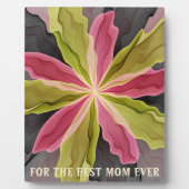 Joy, Pink Green Anthracite Flower Fractal Best Mom フォトプラーク (正面)