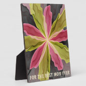 Joy, Pink Green Anthracite Flower Fractal Best Mom フォトプラーク (側面)
