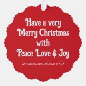 Joy Poinsettia Wreath Botanical Elegant Christmas オーナメントカード (裏面)