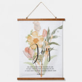 Joy-Psalm 16:11オレンジフローラ 吊り下げ型タペストリー (正面)