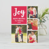 Joy Red Brushedスクリプトフォトコラージュ シーズンカード (スタンド正面)