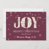 Joy Red Business Holiday Card with Logo シーズンカード (正面)