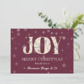Joy Red Business Holiday Card with Logo シーズンカード (スタンド正面)