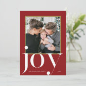 Joy Red Framed Photo Winter Folids Christmas 招待状 (スタンド正面)