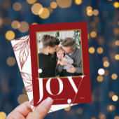 Joy Red Framed Photo Winter Folids Christmas 招待状