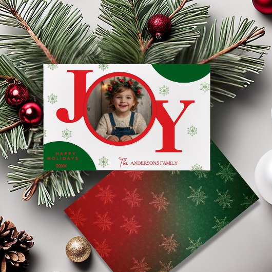 JOY Red & Green Modern Photo Family シーズンカード