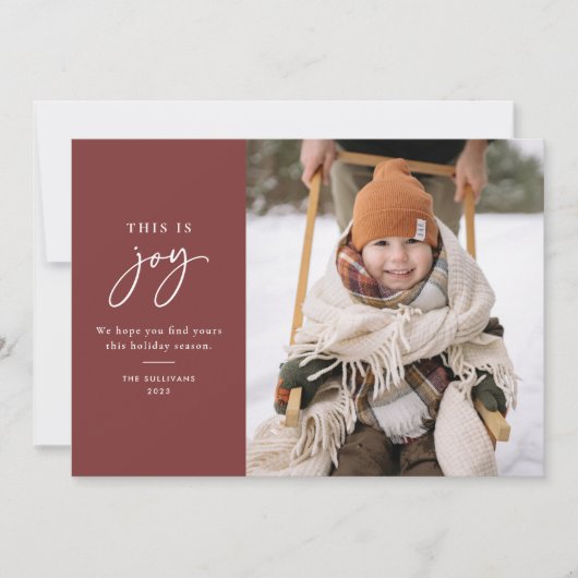 Joy Red Minimalist写真 シーズンカード (正面)