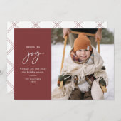 Joy Red Minimalist写真 シーズンカード (正面/裏面)