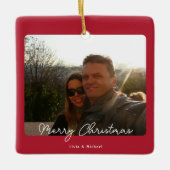Joy Red Photo Merry Chrimas セラミックオーナメント (正面)