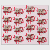 JOY | Red & Pink Modern Christmas Photo  ラッピングペーパー (フラット)