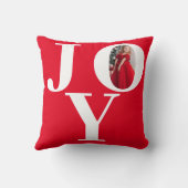 Joy Red White Christmas Photo クッション (裏面)