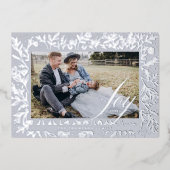 Joy Script装飾フローラ&葉フォトフレーム 箔シーズンカード (正面)