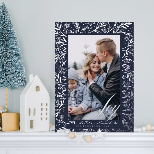 Joy Script装飾フローラ&葉フォトフレーム 箔シーズンカード