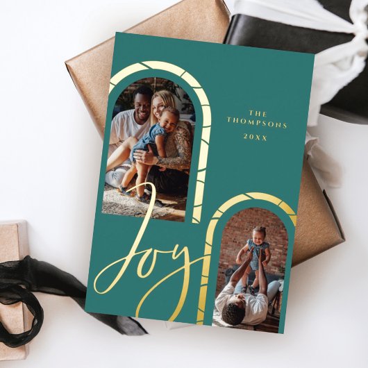 Joy Script エレガント Photo Familyモダン Arches 箔シーズンカード