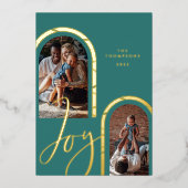 Joy Script エレガント Photo Familyモダン Arches 箔シーズンカード (正面)