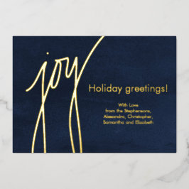 Joy Simple Modern Gold Script Holiday Card 箔シーズンカード