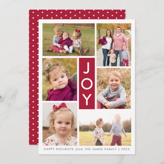 Joy Six Photo Holidayフォトカード 招待状 (正面/裏面)