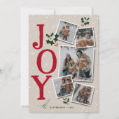 JOY Snow Overlay 5フォトコラージクリスマス シーズンカード (正面)