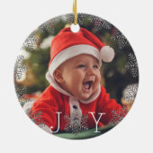 Joy Snowflake祖父母としての初めてのクリスマス セラミックオーナメント (裏面)