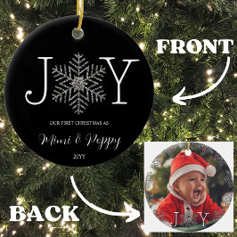 Joy Snowflake祖父母としての初めてのクリスマス セラミックオーナメント