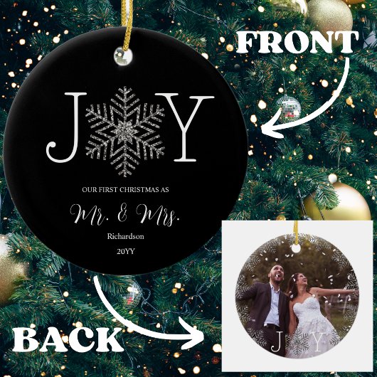 Joy Snowflake私たちの初めてのクリスマスはMr & Mrs. セラミックオーナメント
