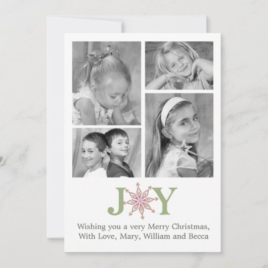 Joy Snowflake Christmasフォトカードフォト数々のー シーズンカード (正面)