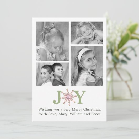 Joy Snowflake Christmasフォトカードフォト数々のー シーズンカード (スタンド正面)