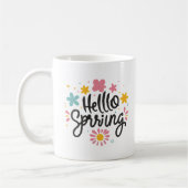 Joy Spring Charming Hello Spring Floral Cheerful コーヒーマグカップ (左)