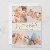 Joy To Our World Cream Multi Photo 出生 案内状 (正面)