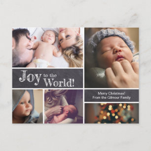 Joy to the Worldのベビー初めてのクリスマス写真 ポストカード