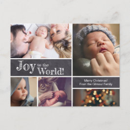 Joy to the Worldのベビー初めてのクリスマス写真 ポストカード