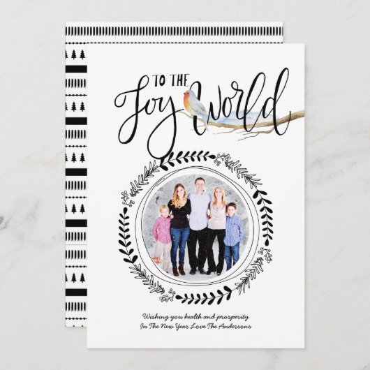 JOY To The WORLDフォトフェスティバルロビンモダンクリスマス 招待状 (正面/裏面)