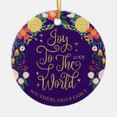 Joy To The Worldフローラガーデンエレガントフォトフレーム セラミックオーナメント (正面)