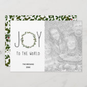 Joy To The Worldリース写真クリスマス シーズンカード (正面/裏面)