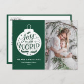 Joy To The Worldレタリンググリーンクリスマスフォト シーズンポストカード (正面/裏面)