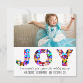 Joy to the World カラフル Sparkly Holiday Photo シーズンカード