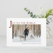 Joy to the World シンプル Holiday Photo シーズンカード (スタンド正面)