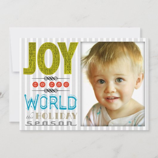 Joy To The World パーソナライズされた Holiday Photo Card シーズンカード (正面)