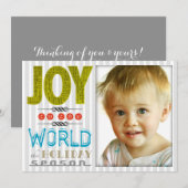 Joy To The World パーソナライズされた Holiday Photo Card シーズンカード (正面/裏面)