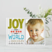 Joy To The World パーソナライズされた Holiday Photo Card シーズンカード (スタンド正面)