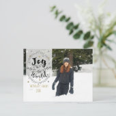 Joy to the World 素朴 Silver金ゴールドホリデーフォト シーズンポストカード (スタンド正面)