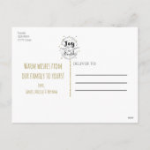 Joy to the World 素朴 Silver金ゴールドホリデーフォト シーズンポストカード (裏面)